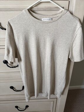 Banana Republic Men's Short-Sleeve Crew Tee in Light Beige Heather